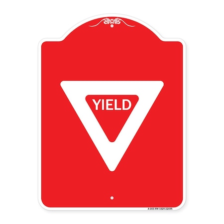 Signmission Designer Series Sign-Yield, Red & White Aluminum Architectural Sign, 18" x 24", RW-1824-22695 A-DES-RW-1824-22695